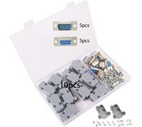 KALANKA-RS232 Lot de 10 Connecteurs DB9 Mâle à Femelle, Adaptateur à Souder Avec Coque en Plastique