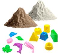 KALANKA-Sable cinétique naturel 450 g avec 12 pochoirs pour enfants ¿ Kit créatif sable magique 2 couleurs ¿ Facile à modeler, non sec, pour activités artistiques et cadeaux éducatifs