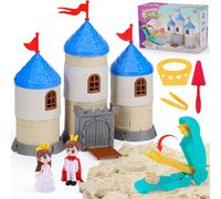 KALANKA-Sable Magique,Enfants Chantier de Sable Jouets bac à Sable avec 750g de Sable Magique Outils de Construction Châteaux,Princesse,Prince Jouets de Sable Sensoriels,Sable de Jeu Cadeau Enfants 3