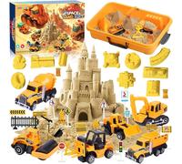 KALANKA-Sable Magique, Sable Jouet Magique, Sable Cinétique Enfant, Sable Magique Chantier, Avec Véhicule D'ingénierie, Moule de Château, Bac à Sable, pour Enfants 3 4 5 6 Ans