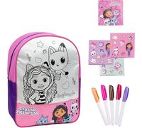 KALANKA-Sac à dos de coloriage Gabby's Dollhouse avec marqueurs et autocollants - Ensemble de sacs à dos créatifs et personnalisables pour filles et fans de Gabby's Dollhouse