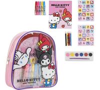 KALANKA-Sac à dos Hello Kitty pour enfants avec kit de peinture, autocollants et livre de coloriage Sac à dos Hello Kitty avec accessoires créatifs, idéal pour les filles et les fans d'Hello Kitty