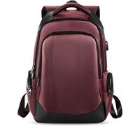 KALANKA-Sac à Dos Ordinateur Portable 15.6 Pouces avec USB Charging Port d'affaires Sac à Dos Homme/Femme Fonctionnel Sac d'école pour randos, Voyages ou école Imperméable Polyester Rouge Rouge
