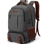 KALANKA-Sac a Dos Ordinateur Portable Voyage en Toile pour Homme et Femme,Sac a Dos College Ecole Vintage Travail Randonnee avec Port de Chargement USB pour PC Portable de 15,6-17,3 Pouces