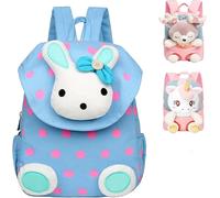 KALANKA-Sac à Dos Peluche pour Enfant 2 en 1 Avec Peluche 25cm, Dos Souple & Sangles Réglables, Mini Cartable Mignon de Voyage et Doudou, Pour Maternelle 2-6 ans Fille & Garçon