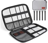 KALANKA-Sac de Rangement de Câbles Sac électronique, Pochette de Câbles de Voyage, Organisateur d'accessoires électroniques Portables Pour Disques durs, Câbles, Chargeur, Câbles USB, Carte SD, Gris