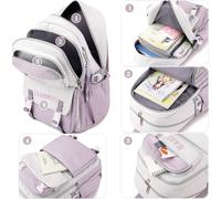 KALANKA-Sac D'éCole - Cartable Garcon Sac Ecole Fille Primaire cp Rentree Scolaire Convient Pour Ordinateur Portable de 15" Sac à Dos DéContracté Adolescence Cartables