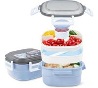 Kalanka-Saladbox 1600ml Bento Box Avec Sac À Glace, 4 Compartiments Pour Salade Et Snacks, Saladier Avec Récipient À Vinaigrette, Boîte À Pain Boîte À Petit-Déjeuner Pour École Pique-Nique Bureau Ble