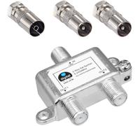 KALANKA-SAT - BK - FM - Répartiteur 2 voies (2 voies) 5-2400 MHz - Compatible numérique et analogique - Entièrement blindé - SAT DVB-S DVB-S2 - Télévision par câble DVB-C avec antennes et câble IEC