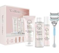 Kalanka-+ Satin Care Pour La Peau Et Les Poils Pubiens Kit De Rasage Avec 1 Manche De Rasoir Femme Et 2 Recharges, Gel À Raser, Exfoliant, Sérum Apaisant, Conçu Pour Zones Intimes