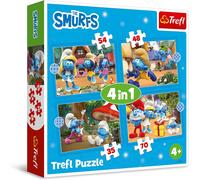 KALANKA-- Schtroumpfs, Le Village des Schtroumpfs - Puzzle 4 en 1, 4 Puzzles, de 35 à 70 pièces - Différents Niveaux de Difficulté, pour Les Enfants à partir de 4 Ans