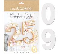 KALANKA-Scrap Cooking - Kit Moules Number Cake - Chiffres 0 à 9 - Hauteur 28 cm / 11 pouces - Gabarits Accessoires Pâtisserie ¿ Gâteaux en Forme de Numéros Dessert Anniversaire - Avec Recettes - 3927