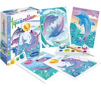KALANKA-SentoSphère - AQUARELLUM MINI - DAUPHINS 4 PLANCHES - Kit peinture - Peinture Aquarellable Magique - A partir de 5 ans - fabriqué en France, Bunt, Bleu (Ou Nuances)