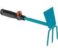 KALANKA-Serfouette à fleurs Combisystem de : double binette à 3 dents pour ameublir/aérer et désherber le sol, largeur de travail 6,5 cm, poignée ergonomique, protection contre la corrosion (8915-20