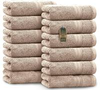Kalanka-Serviettes D'invité ¿ Lot De 12 (30x50 Cm), 100% Coton, Certification Oeko-Tex, Douces, Absorbantes Et Faciles D'entretien ¿ Pour Salle De Bain, Invités Et Spa ¿ Couleur Sable