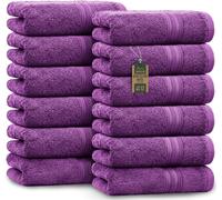 Kalanka-Serviettes D'invité \U2013 Lot De 12 (30x50 Cm), 100% Coton, Certification Oeko-Tex, Douces, Absorbantes Et Faciles D'entretien \U2013 Pour Salle De Bain, Invités Et Spa \U2013 Couleur Violet