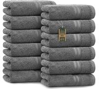 Kalanka-Serviettes D'invité \U2013 Lot De 12 (30x50 Cm), 100% Coton, Certification Oeko-Tex, Douces, Absorbantes Et Faciles D'entretien \U2013 Pour Salle De Bain, Invités Et Spa \U2013 Couleur Gris A