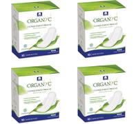 Kalanka-, Serviettes Hygieniques Nuit Avec Ailettes 100% Coton Bio Certifie - 4 Packs De 10 Serviettes (Total: 40 Unites)