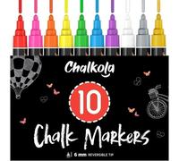 Kalanka-Set 10 Feutre Craie Liquide Effaçable Avec Or Et Argent Pointe Réversible 6mm Chalk Marker Et Peinture Stylo Craie Pour Tableau Noir Effacable Marqueur Pour Vitre,Fenetre Verre, Ardoise