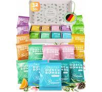Kalanka-Set Bombes De Douche, 32 Sachet, 8 Senteurs, Aromathérapie, Calmant, Revigorant Et Relaxant, Idee Cadeau Homme Et Femme, Noel, Coffret Beauté