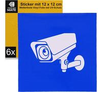 KALANKA-Set d'autocollants pour vidéosurveillance, 6 pcs, 12 x 12 cm, film autocollant, autocollants à coller pour l'intérieur et l'extérieur, avertissement de surveillance de caméra vidéo
