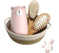 Kalanka-Set De Soins Pour Bébé 7 En 1, Ciseaux À Ongles, Lime À Ongles, Pince À Épiler, Peigne À Cheveux En Bois Naturel, Panier De Rangementpour Enfants Et Nouveau-Nés Dans Une Belle Boîte Cadeau.