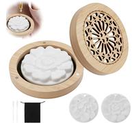 Kalanka-Set Diffuseur D'huiles Essentielles En Plâtre Inclure 1 Boîte À Parfum En Bambou 2 Pierre Parfumée Et 2 Compte-Gouttes Galet Diffuseur Huile Essentielle Pour Voyages Yoga Méditation Relaxatio