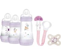 Kalanka-, Set Pour Nouveau-Né, Set Cadeau, Comprend : 2 Biberons Anti-Coliques De 160 Ml, 1 Biberon Anti-Colique De 260 Ml, 1 Tétine Originale Start, 1 Broche Pour Sucette, Dès La Naissance, Rose