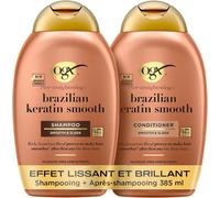 Kalanka-Shampooing + Après-Shampooing Brazilian Keratin Smooth Effet Lissant Et Brillant (Lot De 2 Flacons De 385 Ml) - Après-Shampoing Fortifiant Pour Des Cheveux Doux Et Brillants