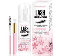 Kalanka-Shampooing Pour Cils 100ml + Brosse Et Baguette De Mascara Nettoyage Moussant Des Paupières, Nettoyant Pour Extensions De Cils, Formule Nourrissante, Démaquillant Pour Salon Et Maison