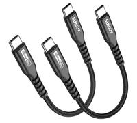 KALANKA-Short USB C Cable, 15cm*2 USB C to USB C Cable, PD 60W USB C Fast Charging Cable for iPhone 16/15 Pro Max Plus, Galaxy S24/S23, MacBook Air, iPad Pixel 7 Pro - Black
