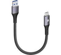 KALANKA-Short USB C Cable 30cm/0.3M 10Gbps USB3.1 Gen2 Data Cable Type C Android Auto QC3.0 3.1A USB A to C Fast Charger for Samsung Note20 Galaxy S23/S22 Z Flip 5 Pixel 7 OnePlus 11 Grey