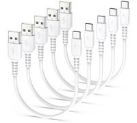 KALANKA-Short USB C Cable [5pcs 30CM/0.3M], Fast Charging Cable 3A USB A to USB C Short Charging Cable for Samsung Galaxy S20 S10 S9 S8, A50 A51 A70 A71, Note 10 9 8, Xperia, Google, Android Auto-Whit