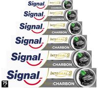 Kalanka-Signal - Dentifrice Integral 8 Nature Elements Charbon - Des Dents Plus Blanches Et Une Bouche Purifiée - Zinc Minéral - 96% D'ingrédients D'origine Naturelle (Lot De 6x75ml)