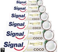 Kalanka-Signal - Dentifrice Integral 8 Nature Elements Coco - Des Dents Plus Blanches - Zinc Minéral - 96% D'ingrédients D'origine Naturelle (Lot De 6x75ml)