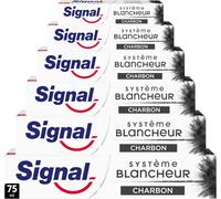 Kalanka-Signal - Dentifrice Système Blancheur Charbon Actif - Des Dents Plus Blanches En 1 Semaine - Blancheur Naturelle - 95% D'ingrédients D'origine Naturelle (Lot De 6x75ml)