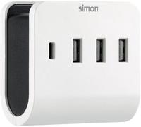 KALANKA-SIMON - Prise USB, Adaptateur avec Support, Chargeur Multiple avec 4 Ports USB (3 USB A + 1 USB C), 4,8 A, avec Support pour Smartphone et Smart Charge, Couleur Blanche et Noire