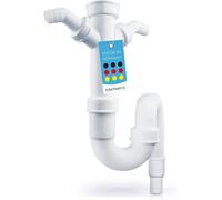 KALANKA-Siphon Tubulaire Flexible Pour Évier de Cuisine - Siphon Avec Raccordement Double pour Appareil - Raccord Universel G 1 1/2