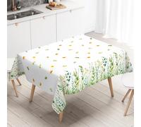 Kalanka-Sjk-Spring Weed, Nappe Rectangulaire Anti Tache- Nappe Vert Sauge Avec Fleurs Sauvages Pour Mariage, Fête D'anniversaire, Pique-Nique, Utilisation Quotidienne, Décoration De Table(130x220cm)
