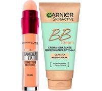 Kalanka-Skinactive Bb Cream Crème Hydratante Perfectionnante Pour Le Visage Tout En 1 Spf25 Teinte Moyennement Claire + Anti-Cernes Liquide Polyvalent Anti-Âge Couleur 02 Nude Avec Applicateur Éponge