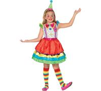 KALANKA-Smiffys Costume Deluxe de Clown pour Fille, avec Robe et Chapeau