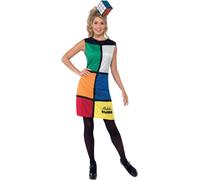 KALANKA-Smiffys Women's Rubik's Cube Costume, Dress, Headband & Bag