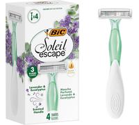 Kalanka-Soleil Escape - 4 Rasoirs Pour Femme À 3 Lames Avec Bande Hydratante À L'huile D'amande 100% Naturelle, Manche Parfumé Lavande Et Eucalyptus Pour Un Rasage Précis Et Confortable