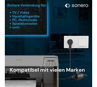 KALANKA-sonero Rallonge de câble d'alimentation, 15 m, Prise de Terre mâle vers Femelle, rallonge de câble d'alimentation, rallonge de câble d'alimentation, rallonge de Prise, Noir