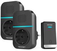 Kalanka-Sonnette Sans Fil 400m Sonnette Étanche Ip65, Kit De 1 Carillon Et 2 Récepteur Enfichables Avec Fonction De Charge Et Lumière Led, 60 Mélodies 5 Niveaux Volumes, Pour Maison, Bureau - Noir