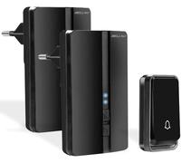 Kalanka-Sonnette Sans Fil Exterieur Etanche Avec 2 Récepteurs, Portée De 200m, Ip65 Etanche Carillon, 51 Mélodies Et 5 Niveaux Volume, Indicateur Led Bleu, Pour Maison, Hôtel -Noir