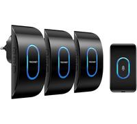 Kalanka-Sonnette Sans Fil Exterieur Etanche Avec 3 Récepteurs, Ip65 Etanche Carillon, Portée De 400m, 60 Mélodies Et 5 Niveaux Volume, Indicateur Led Bleu, Pour Maison, Hôtel -Noir