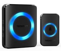 Kalanka-Sonnette Sans Fil Exterieur Étanche, Ip65 Étanche 400 Mètres Sonnette Electronique, 60 Mélodies 5-Niveaux Led Bleu, Pour Maison, Hôtel, Urgence-Noir