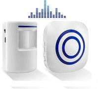 KALANKA-Sonnette sans Fil Kit de Carillon de Porte Electrique avec 1 Récepteur et 1 Détecteur de Mouvement PIR Capteur Alerte Visiteur Alarme de Sécurité avec 38 Mélodies au 3 Niveau Volumes, blanc