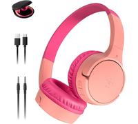 KALANKA-SoundForm Mini Casque Audio sans Fil pour Enfants avec Micro intégré (Circum-aural, autonomie de 30 h, pour Apprentissage, Voyages, Autocollants Amusants, pour iPhone, iPad, Galaxy) - Rose
